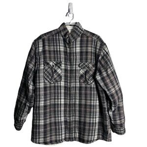 WindRiver Men's Plaid Sherpa Lined Button Down Shacket